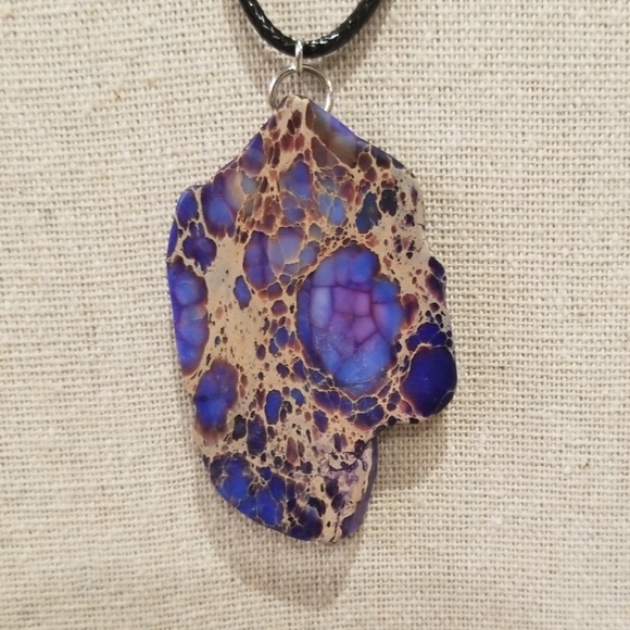 Black Wax Leather Multi colored Pendant Necklace - Picture 5 of 5